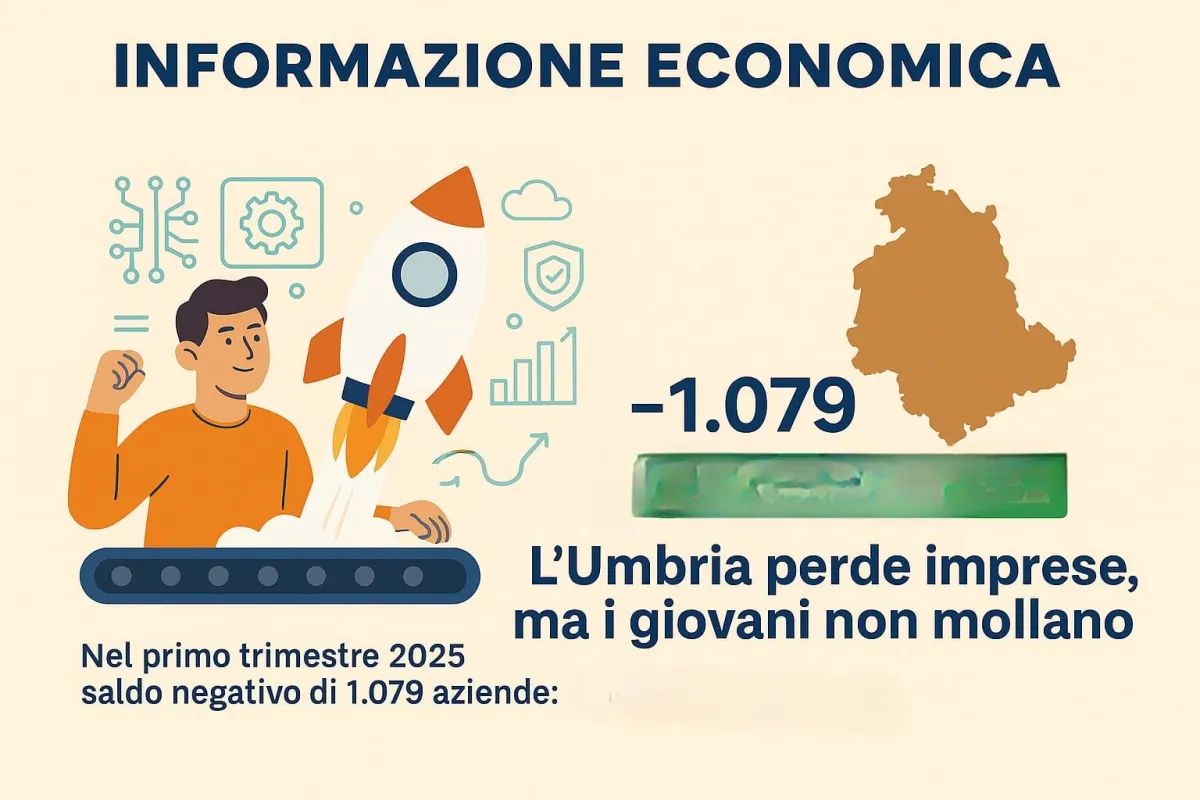 Nel primo trimestre 2025, l'Umbria perde oltre mille aziende. Mencaroni (Camera Commercio): “Serve una strategia regionale urgente”.