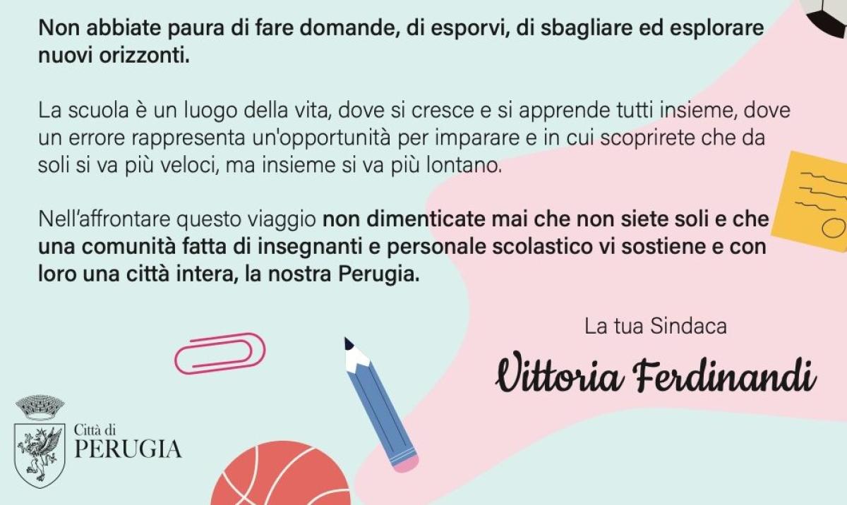 Sindaca Ferdinandi in una lettera ai bambini di Perugia: “La scuola è il luogo della vita”