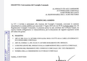 Gubbio: errori nella lettera di convocazione del Consiglio. Intervenga il Prefetto