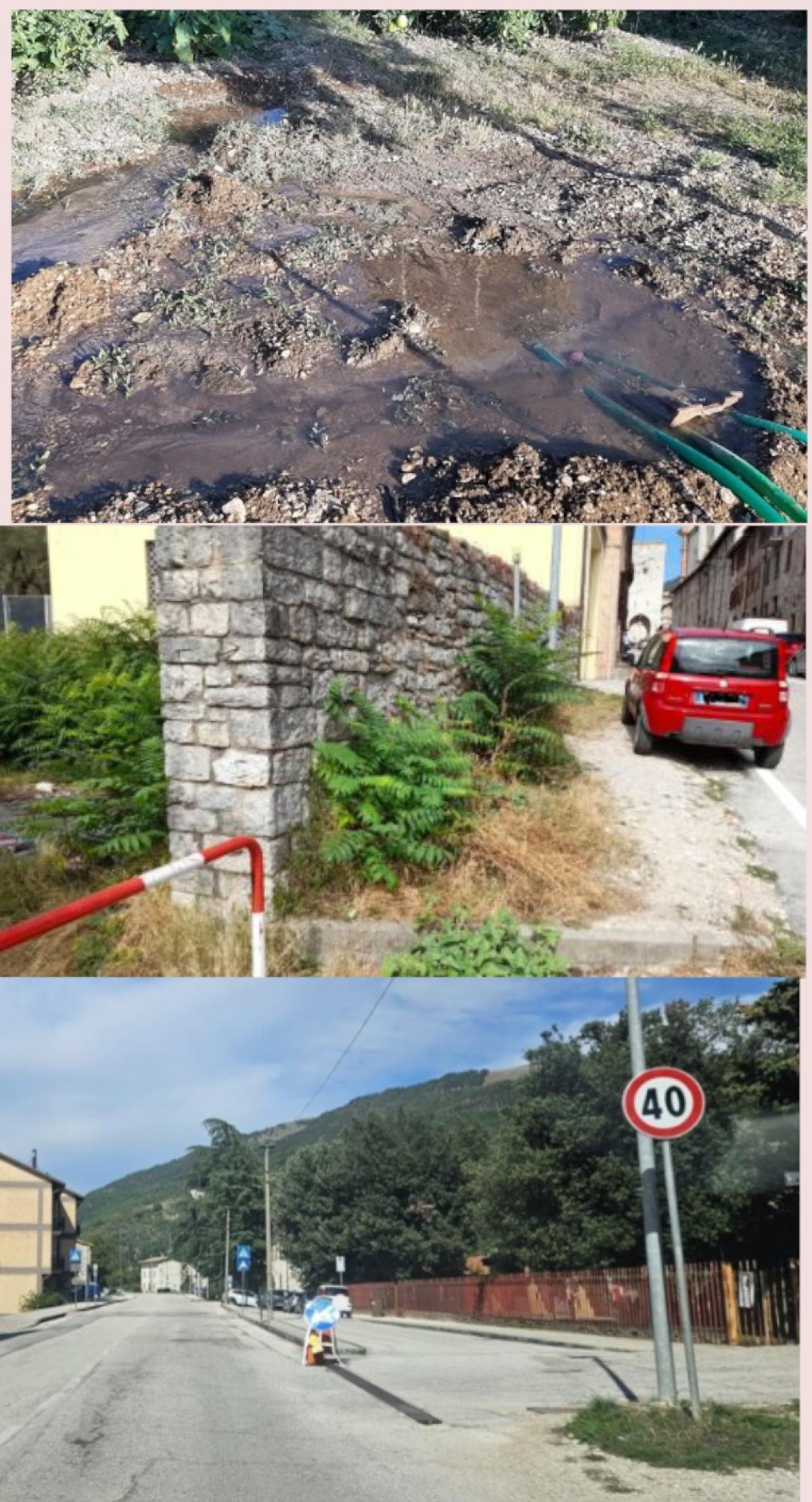 Gubbio, problemi crescenti tra perdite d’acqua, muri pericolanti e viabilità caotica