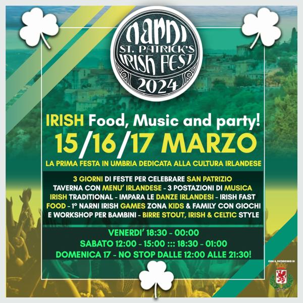 Narni St. Patrick’s Irish Fest: dal 15 al 17 marzo il primo festival che celebra la cultura irlandese