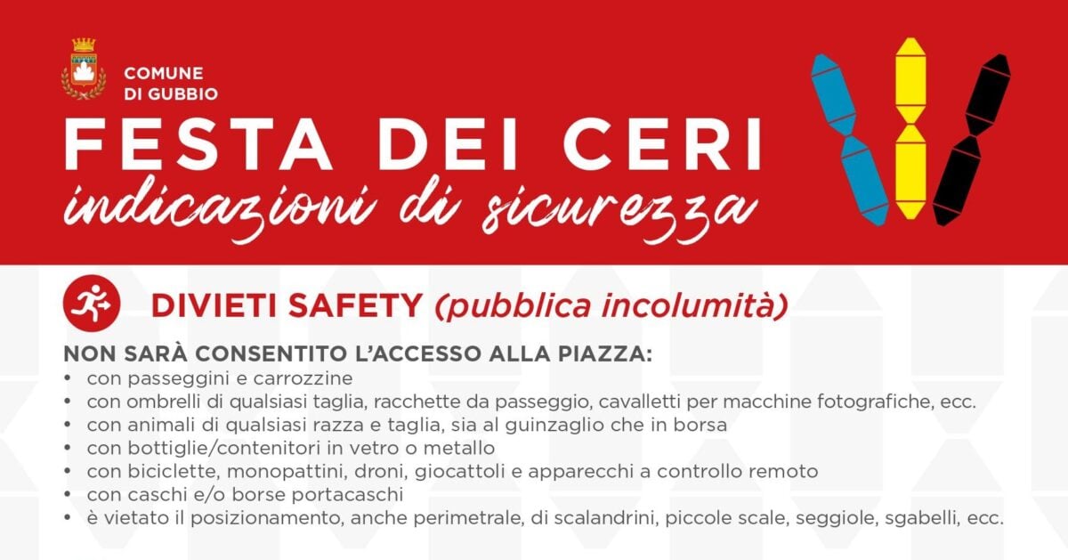 Il Piano della sicurezza a Piazza Grande il 15 maggio durante la Festa dei Ceri elaborato dalle autorità