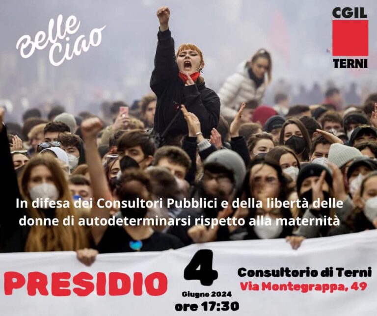 La CGIL di Terni in difesa dei consultori e della libertà delle donne: martedì 4 giugno il presidio