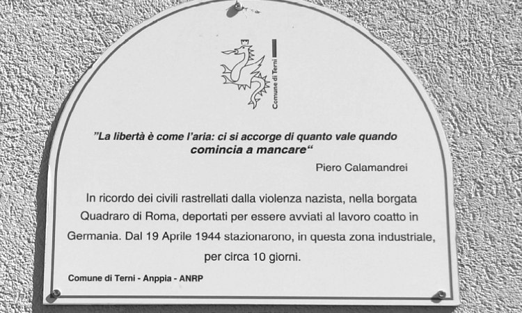 Deportati dai nazisti, sostarono dieci giorni a Terni: una targa a memoria. Il rastrellamento del Quadraro ricordato dal Comune