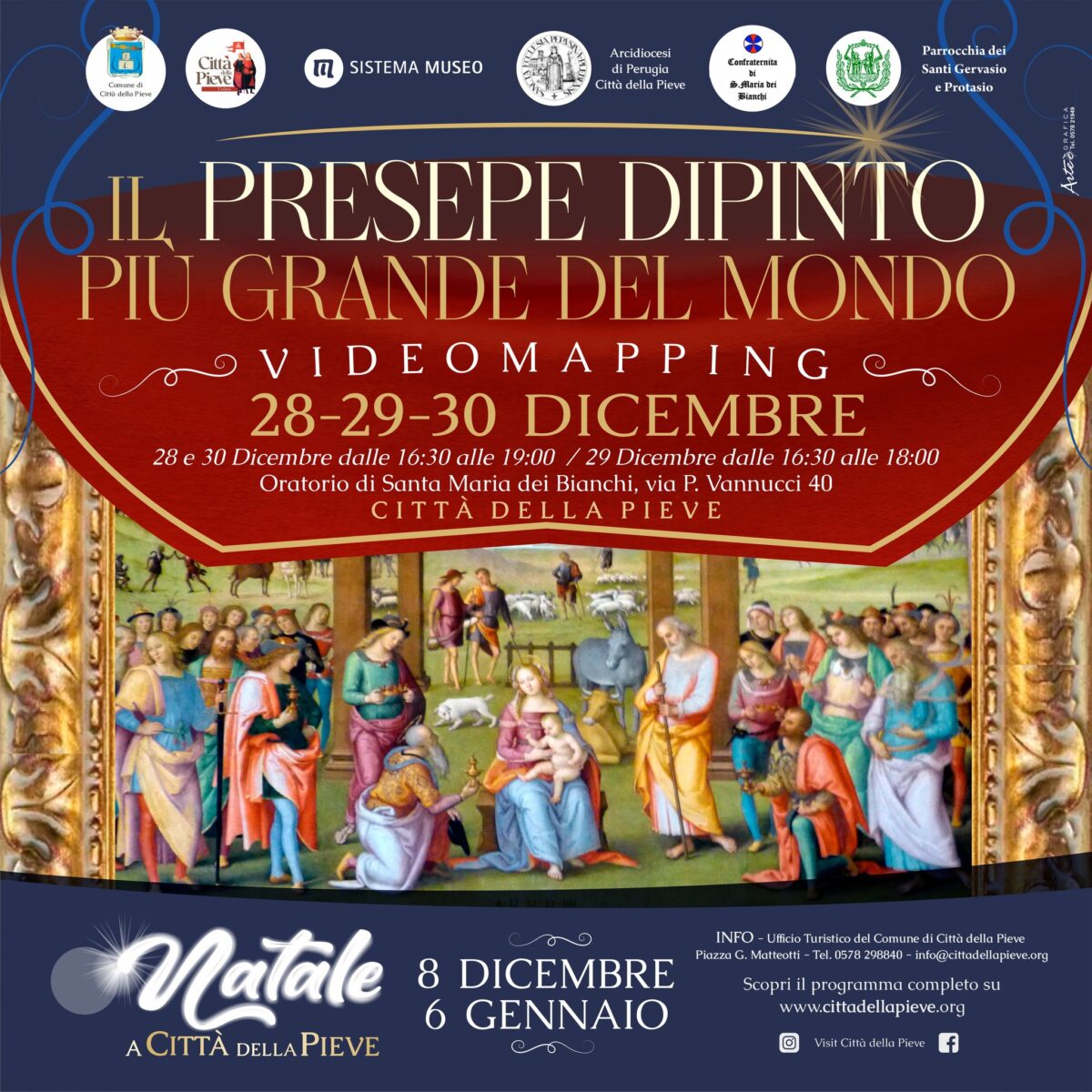 Città della Pieve: da domani al 30 dicembre in mostra il presepe dipinto più grande al mondo